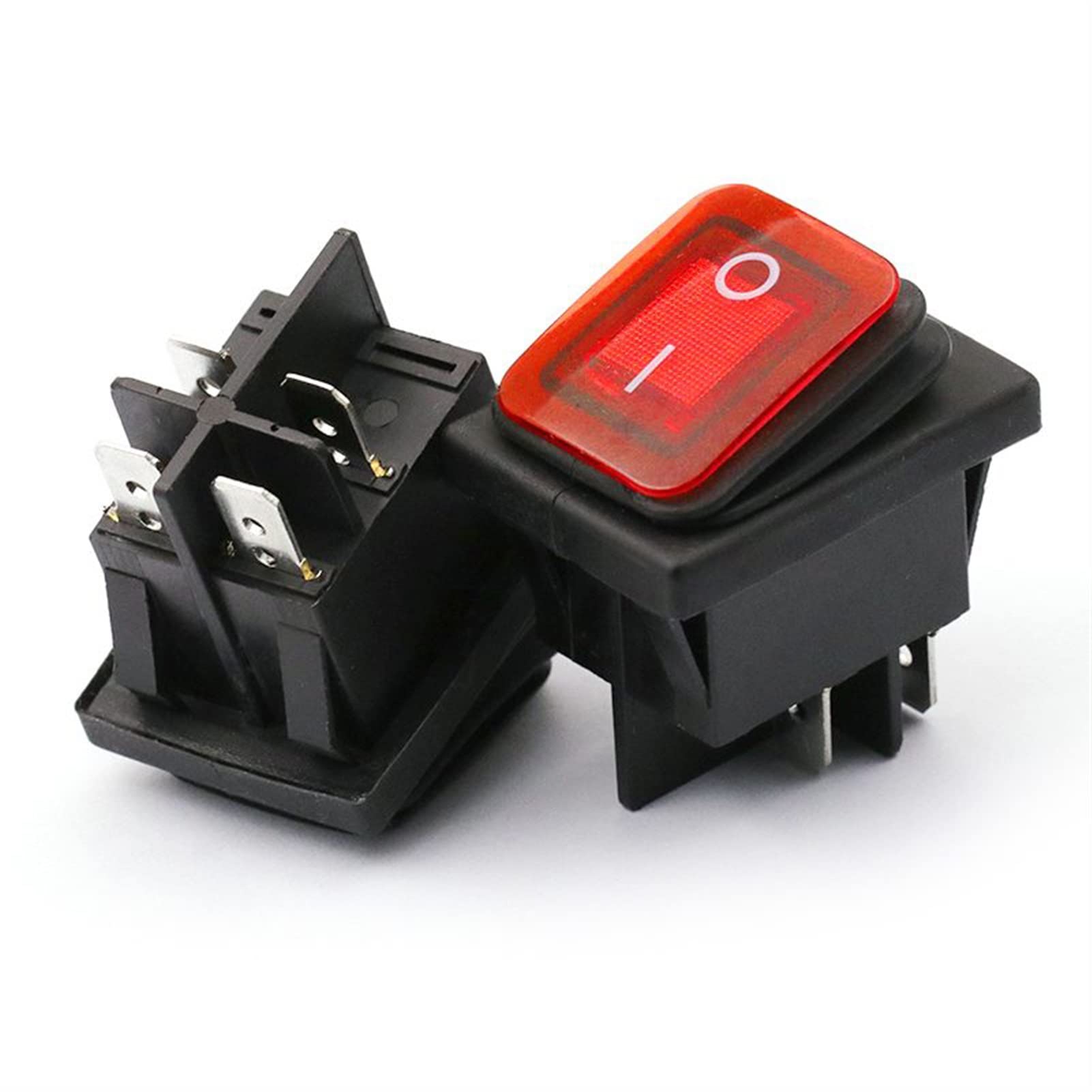 ZDVHOMCB 5pcs 6Pin Rocker Switch 3 Position Lock in-in DSDT 16A / 250V / 20A 125V RL2 (Color : Red)