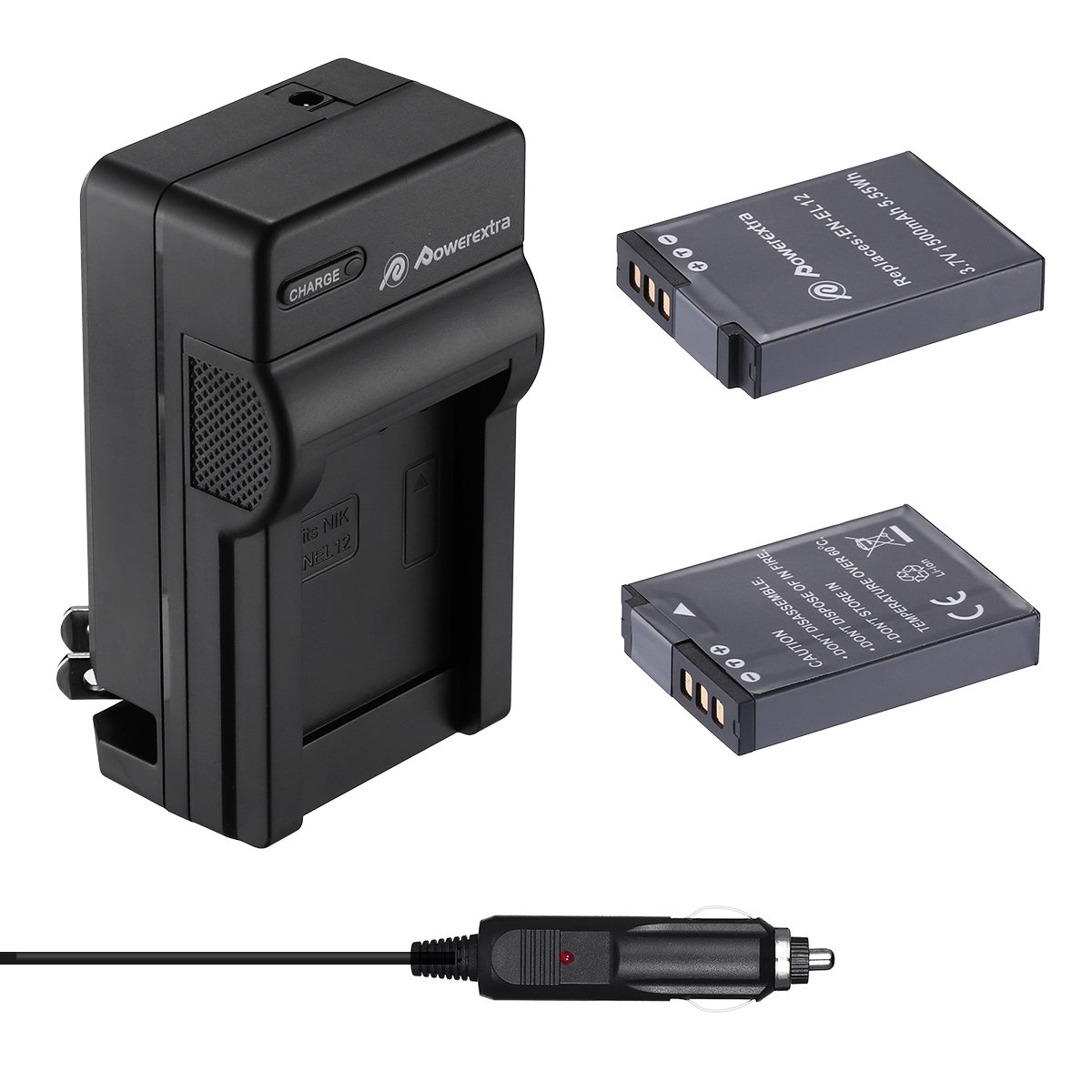 EN-EL12 Battery 2-Pack Rechargeable 1500mAh and Charger