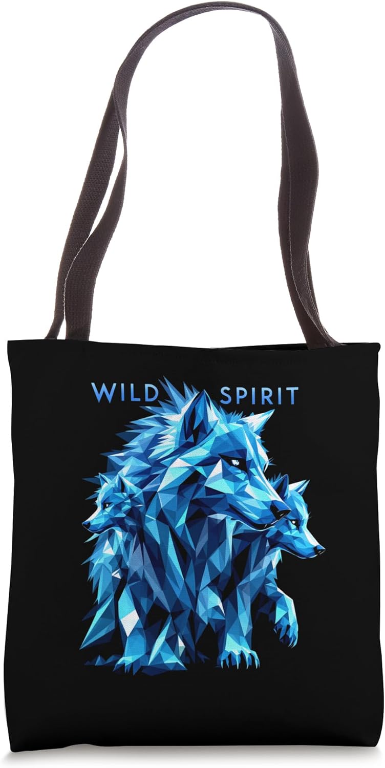 WILD SPIRIT Geometric Wolf Tote Bag