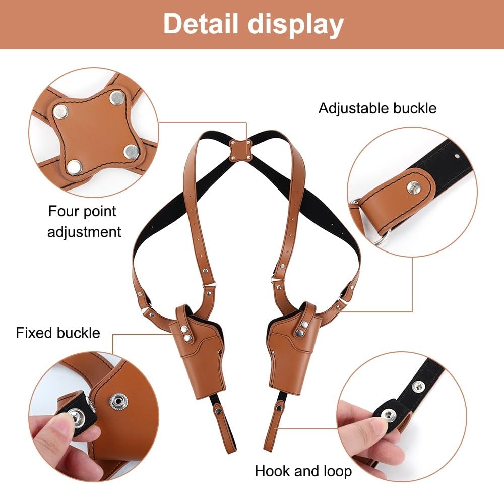 Funda de Hombro, Funda Vertical de Cuero sintético para Pistola Doble, Funda Oculta con Correa Ajustable para 1911 92 96, GL 48 45, 43, 19, QSZ92