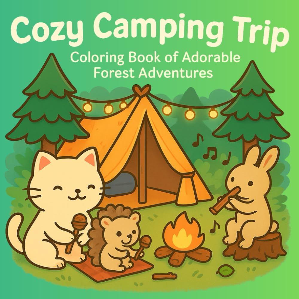 Cozy Camping Trip: A Cute & Relaxing Coloring Book of Forest Friends and Nature Fun: Enjoy 40 adorable scenes of cozy woodland animals, camping fun, ... creative escapes! (Kawaii & Cozy Coloring)