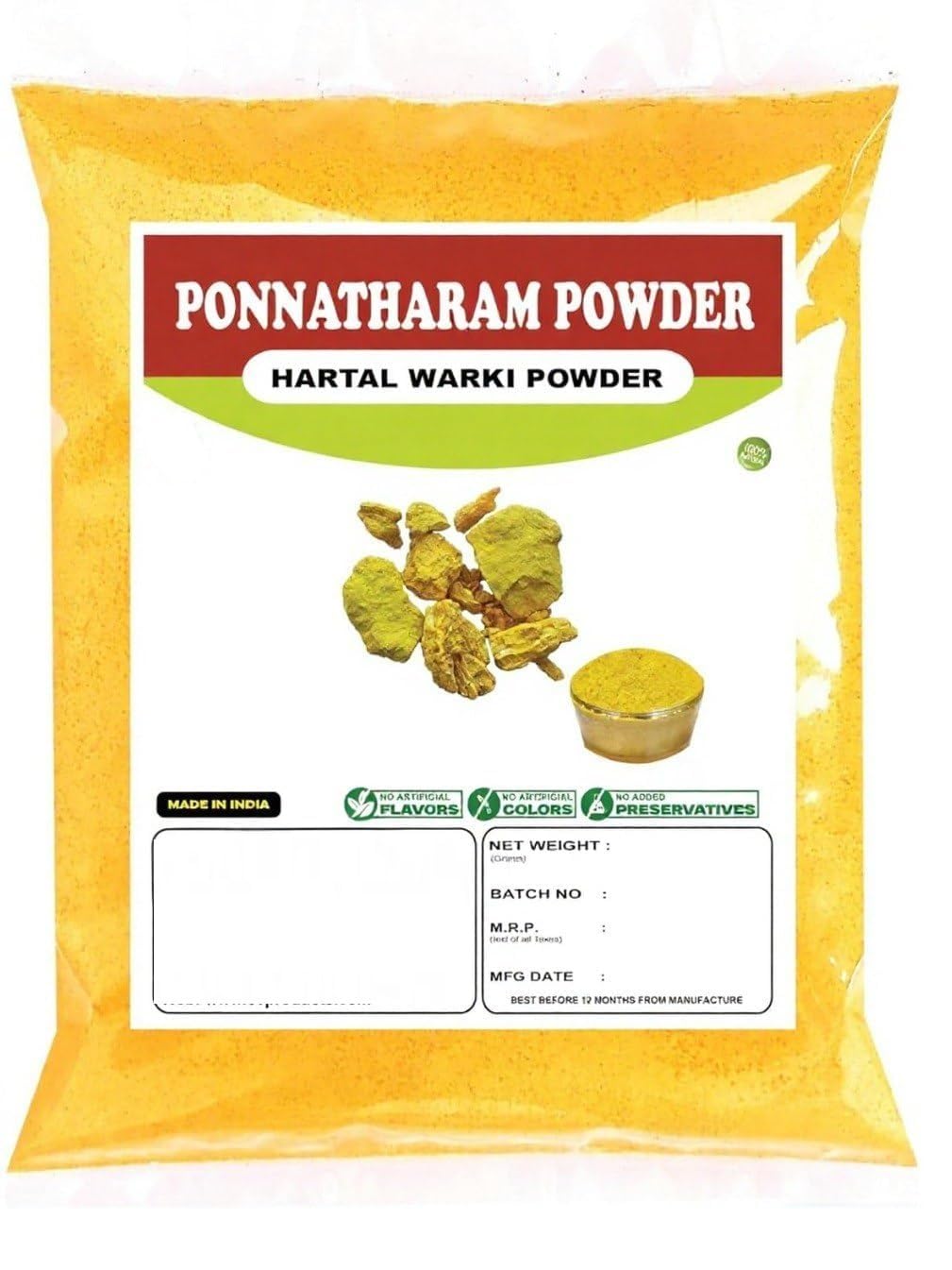 RJ Hartal Warki Powder - Pack of 2x10Gm - Ponnatharam Powder | Hartal warqi & Pili | Harita Manjari for Hair Removal | Suitable for Unisex