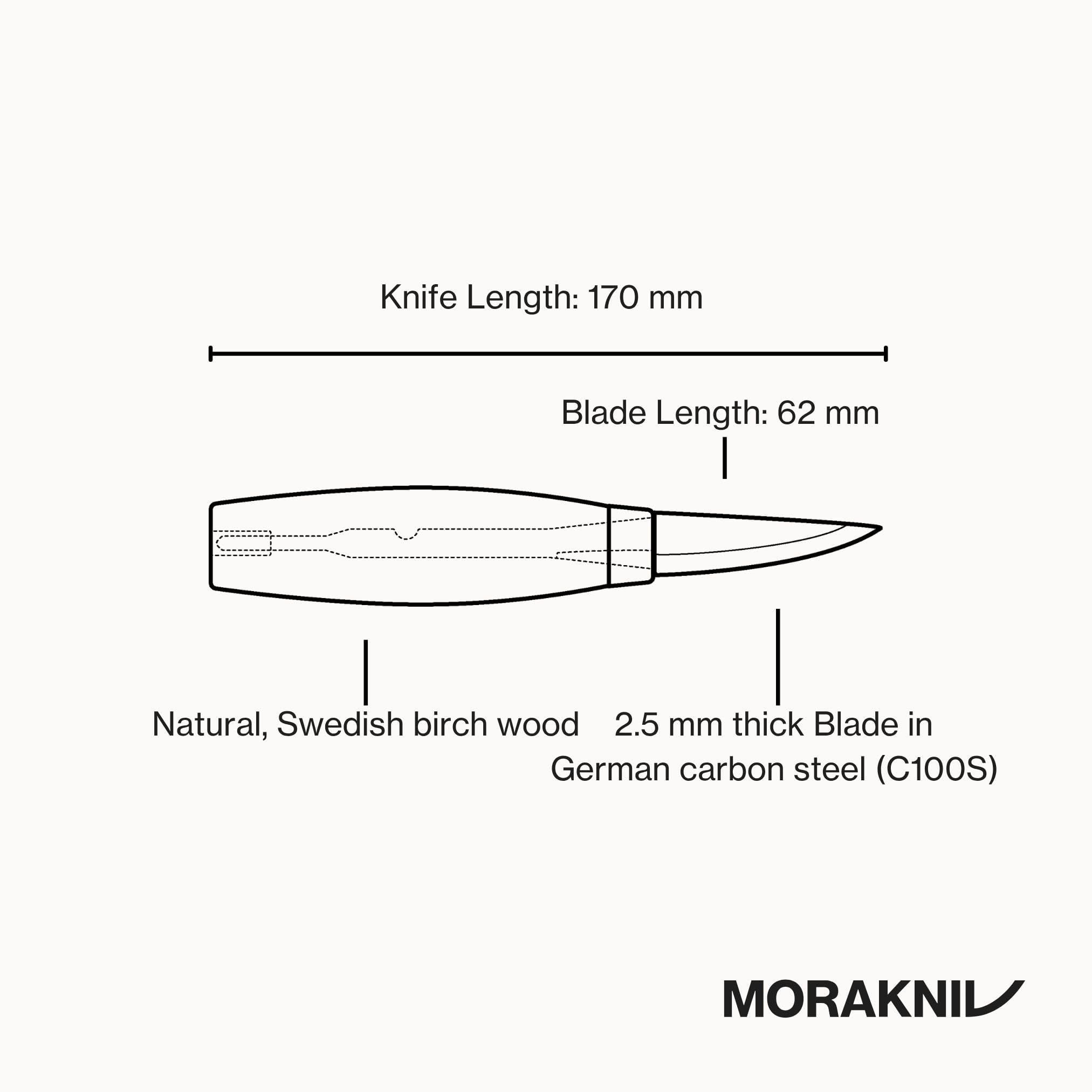 Morakniv – Couteau à Bois 120 (C) – Petit Couteau pour la Sculpture du Bois pour les Travaux Délicats et Précis – Lame en Acier au Carbone Allemand – Fabriqué en Suède