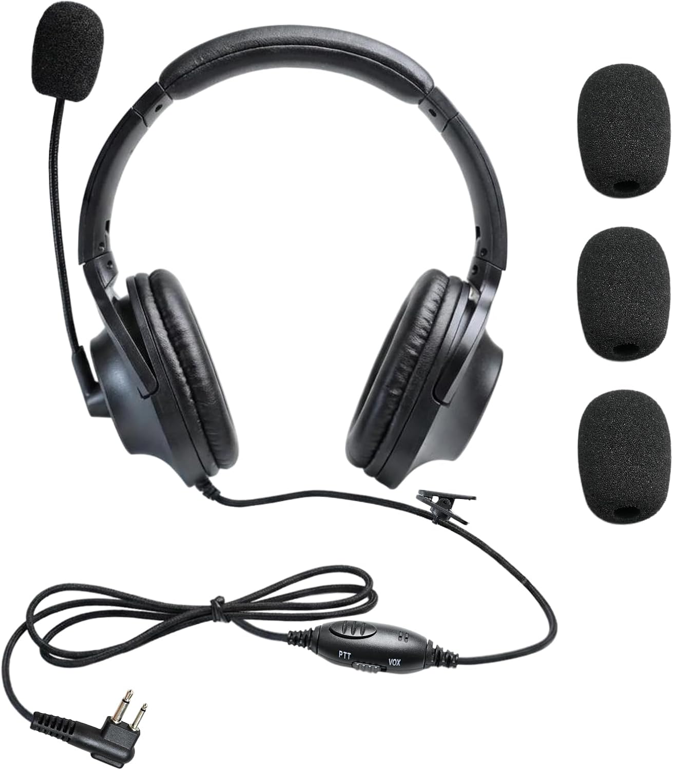 Walkie Talkie Over The Ear Headset Noise Reduction Earmuff Headphone Earpiece with Ptt Boom Mic for Motorola 2 Pin Radio CLS 1110 1410 cp200 cp185 cp100d dlr 1060(Big Earmuffs) (Binaural)