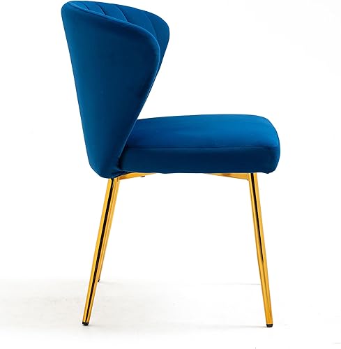 Miniatura 5 de Sillas de comedor de terciopelo de 2 piezas, diseño moderno con patas de metal dorado y tapicería copetuda, perfectas para comedor, cocina, tocador,