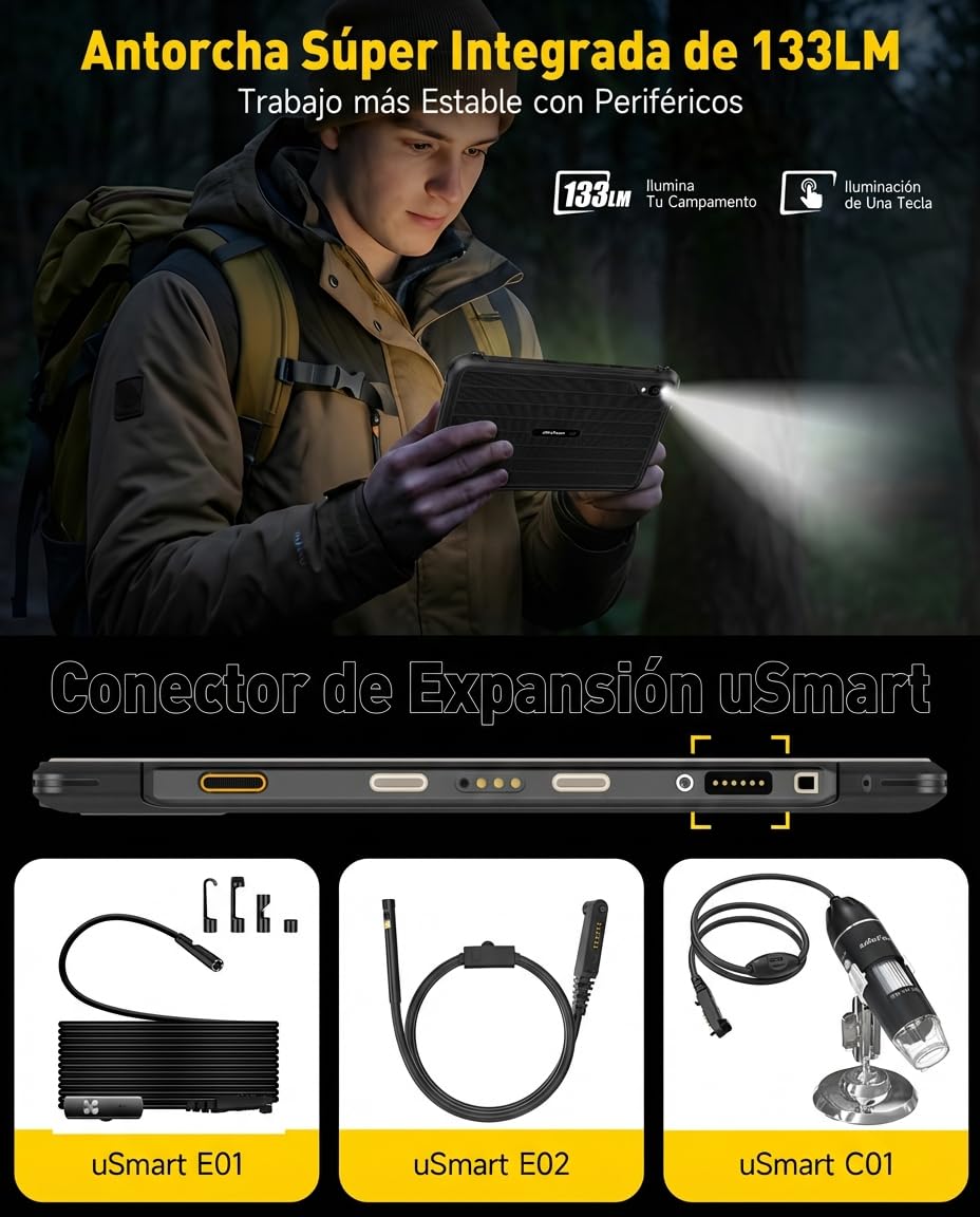 Ulefone RugKing Pad Pro Android 16 Rugged Tablet 8.68 Pulgadas/90Hz, Tablet Rugerizada 16GB+128GB ROM/2TB Tablets Gaming, Batería 7100mAh, 16MP Cámara/Octa-core/Dual SIM 4G/eSIM/NFC/Garantía de 2 años