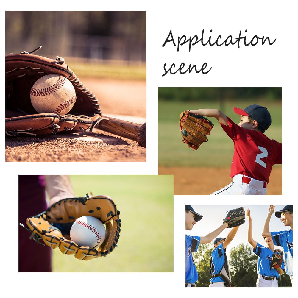 PLIGREAT kit de lanières de Gants de Baseball 2pcs Vintage en Cuir de Vache Couleur café 2 serrures de Gants 2 Gants lanières Aiguilles Clip Gants réparation kit de lanières pour Softball et Baseball