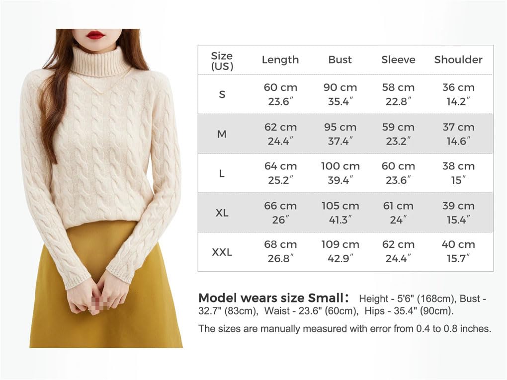 keusyoi Ropa de invierno para mujer, suéter de cuello alto 100% lana merino, suéter de punto de otoño, suéter de manga larga