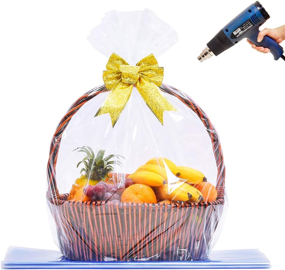 LazyMe Extra Large Jumbo Shrink Wrap Cellophane Bags for Gift Baskets - 40x47 Inch Easter Basket Bags (10 pcs, XXXL)