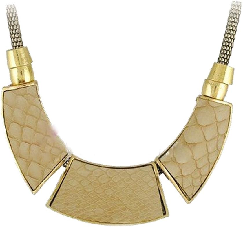 Elegant Bronze Metal Beige Cream Collar Choker Necklace FREE Organza Pouch Bag by Small Goby