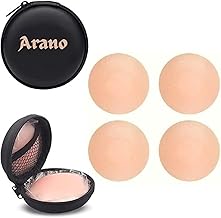 Arano Nipple Covers Reusable Comfortable Invisible Adhesive Silicone Pasties, Comfortable Pasties for Backless & Strapless Outfits Women - 2 Pair