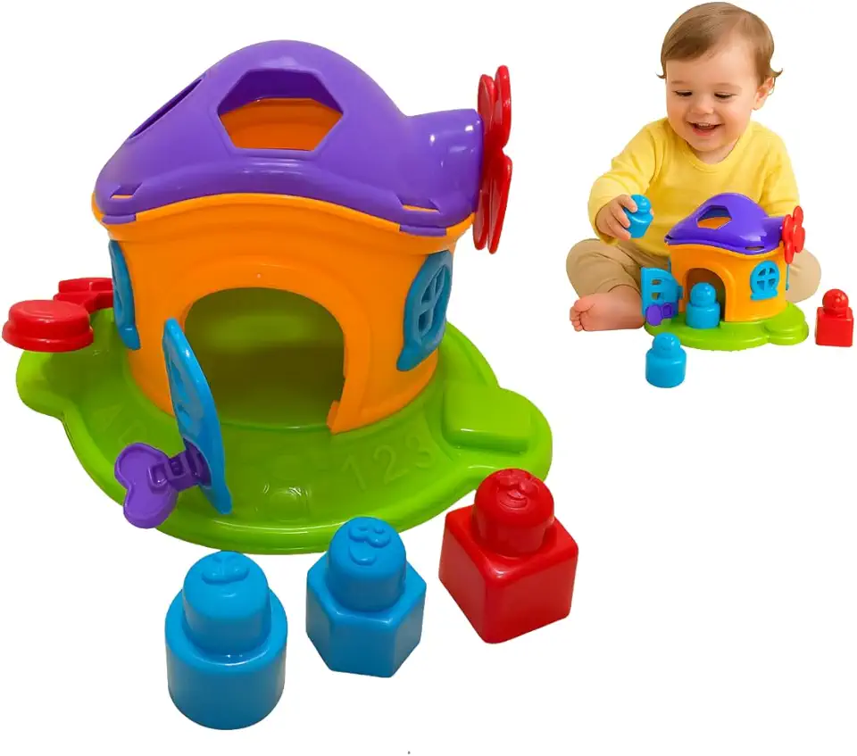 Brinquedo Educativo 1 Ano Com Encaixes Casinha Encantada Formas Geometricas colorido Brinquedos 1 ano de Idade Criança