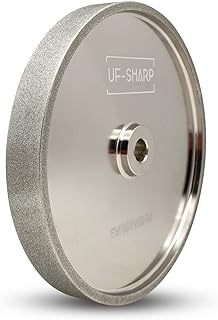 UF-SHARP CBN Grinding Wheel 6 inch 1/2 Arbor 180 Grit, 6" Dia X 1" Wide for Sharpening Woodturning Tools、High Speed Steel Tools（180 Grit）