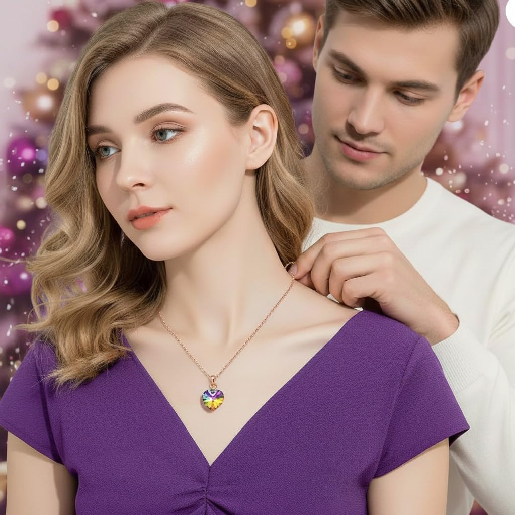 PLATO H 3 Hearts Crystal Necklace for Women, Pendant Engraved Love You - Christmas Wedding Gifts for Her Anniversary Mother's Day Valentine’s Day Birthday - in Gift Box - Image 4