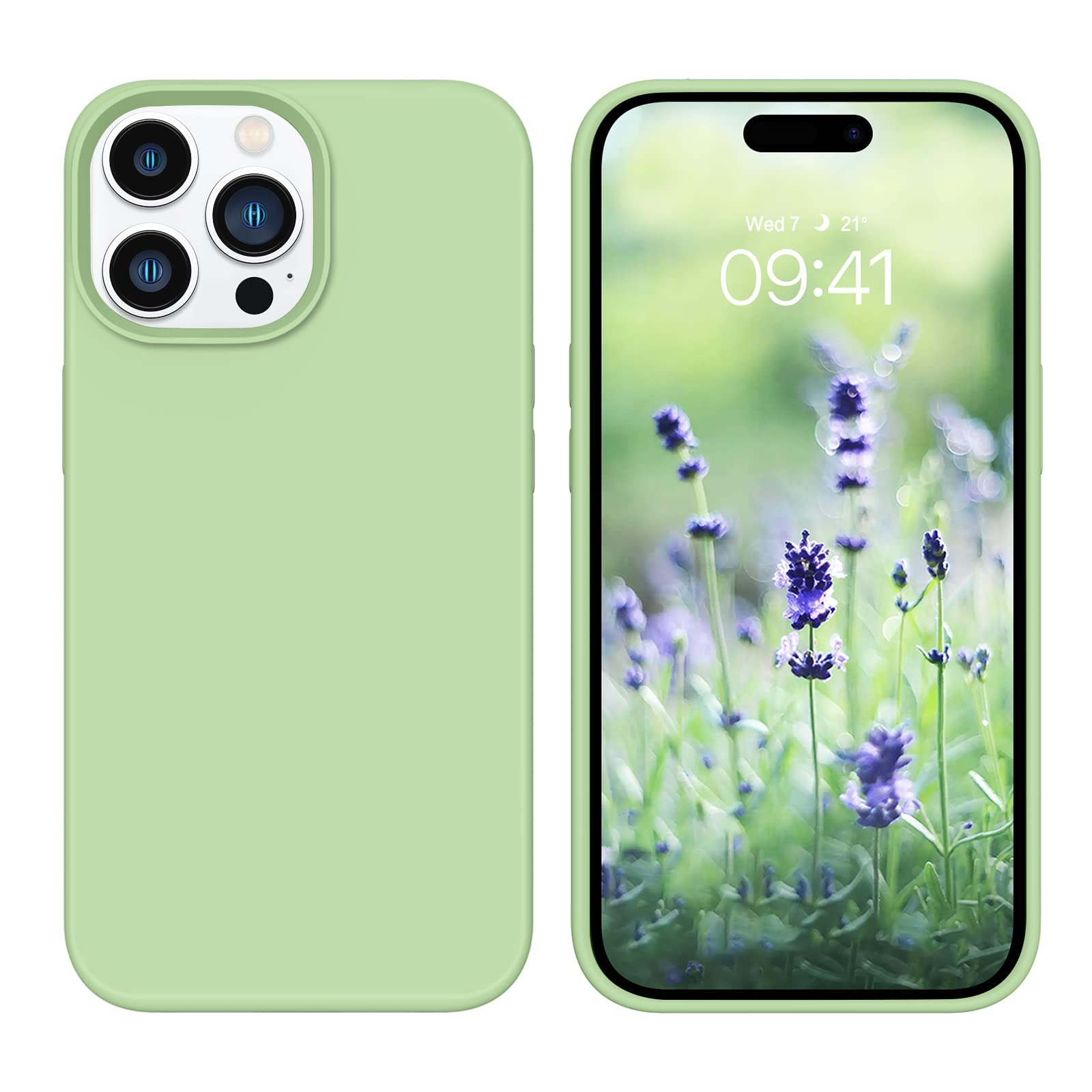 GUAGUA Compatible with iPhone 14 Pro Max Case 6.7 Inch Liquid Silicone Soft Gel Rubber Slim Microfiber Lining Cushion Texture Cover Shockproof