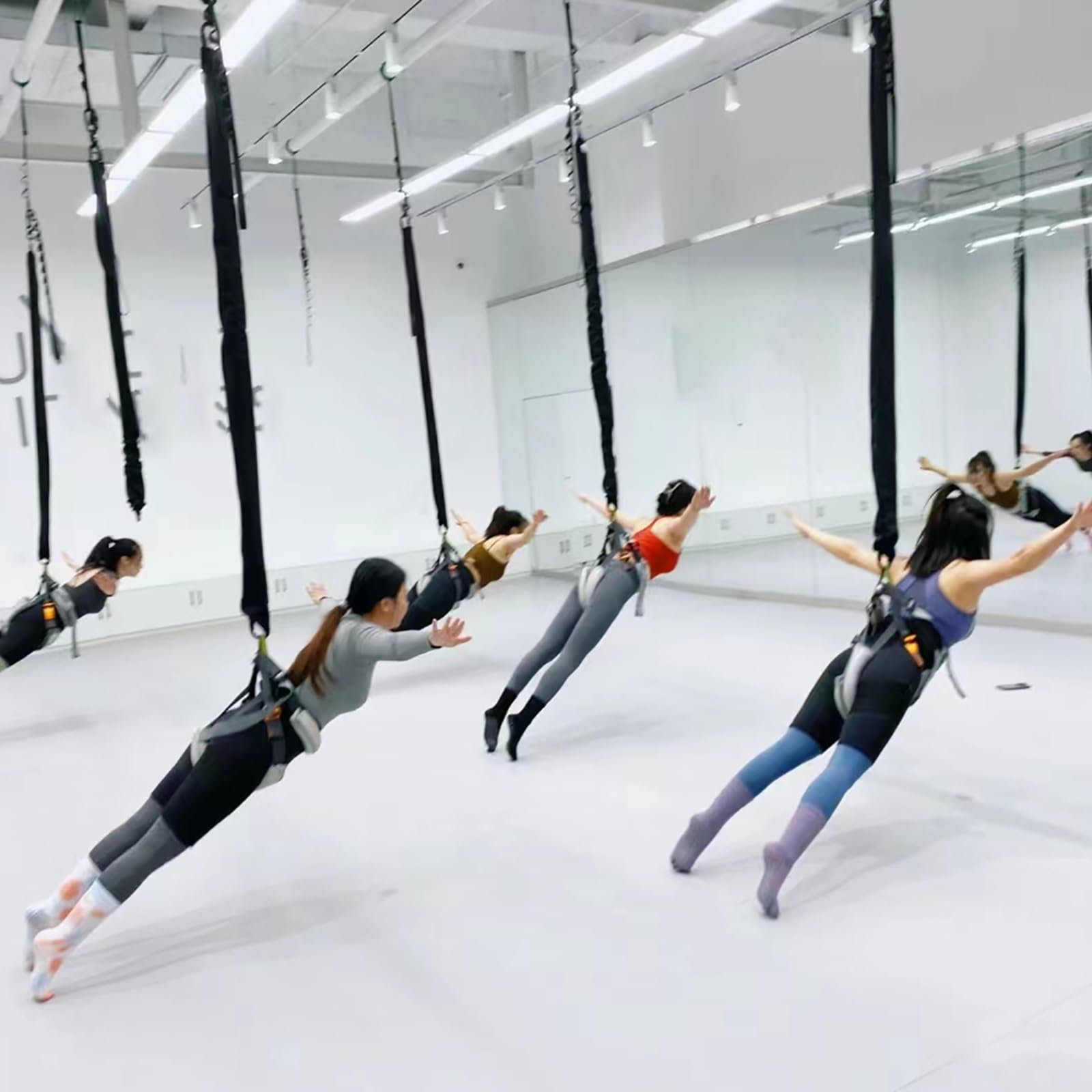 Bungee Dance Resortance Bands Set di cinture di resistenza con corda elastica con rotazione a 360° (30KN) - Set di corde elastiche per yoga e fitness da montare al soffitto - Corda di allenamento di r