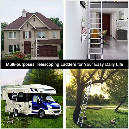 Multi-Purpose Aluminium Telescopic Ladder Extension Foldable Ladder for Home DIY Project Extendable Telescopicing 3.8M/12.46ft