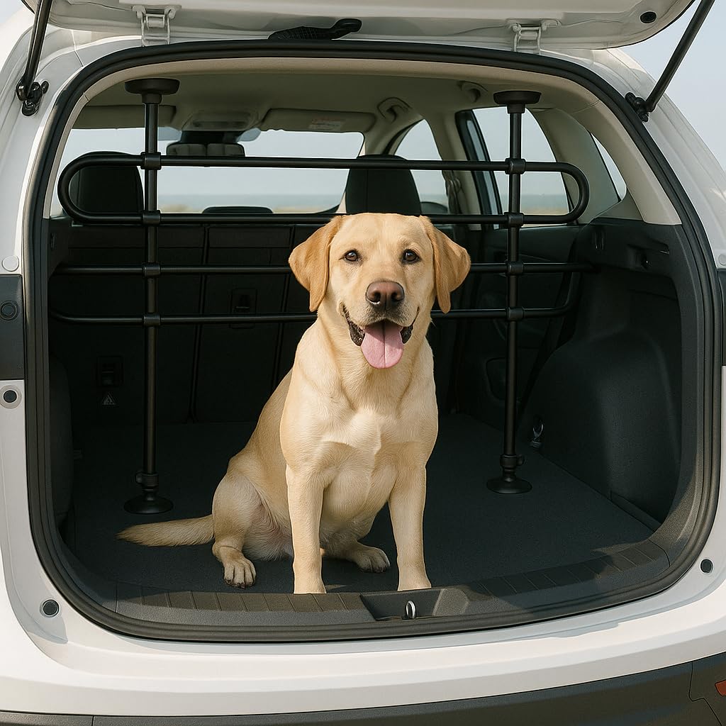 Set Auto per Cani – Rivestimento Impermeabile Antiscivolo per Bagagliaio + Barriera Regolabile per Cani – Universale, Durevole e Facile da Installare – Protezione Completa e Trasporto Sicuro