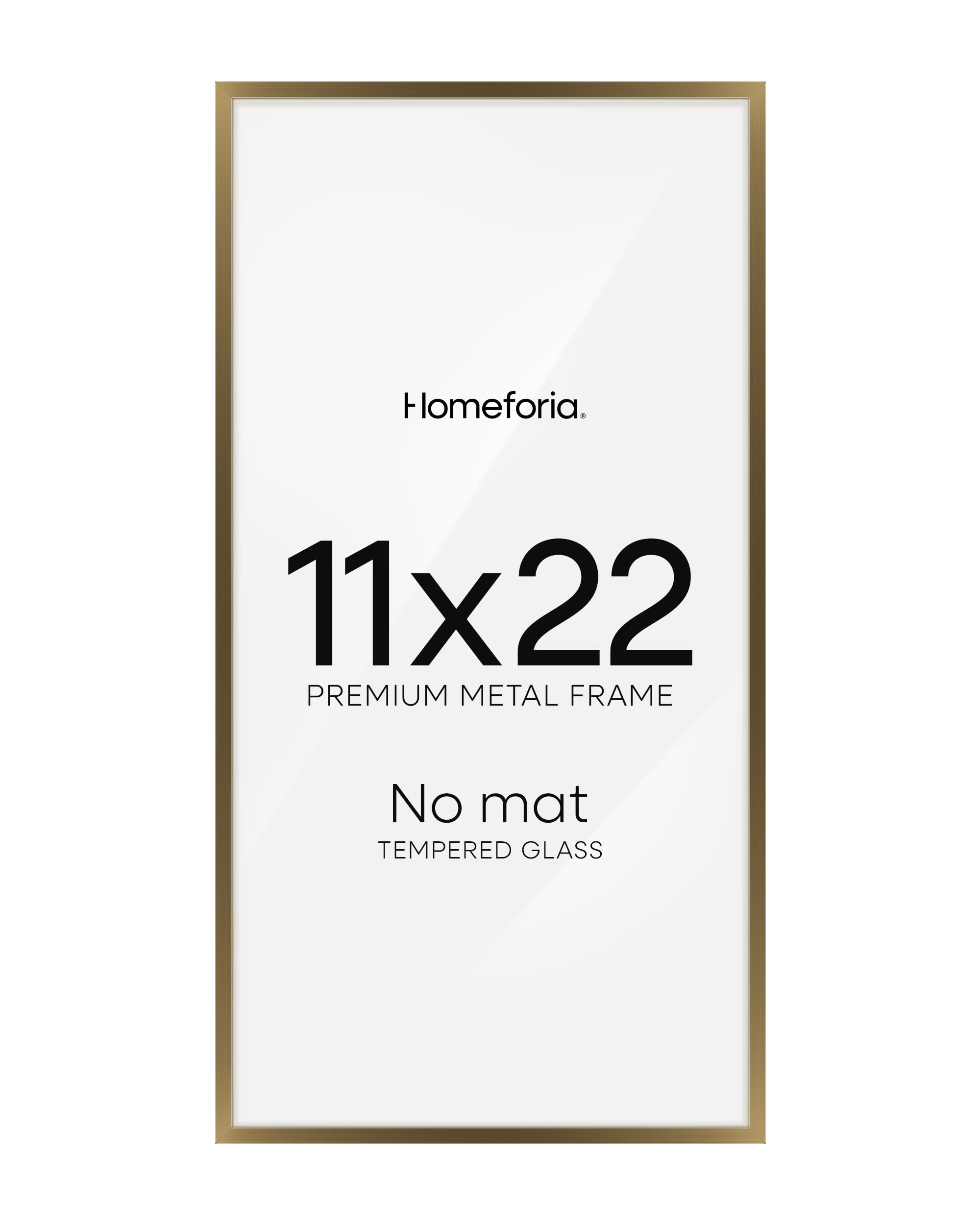 Homeforia 11x22 Bronze Newspaper Picture Frame, High-End Metal, Glass | High End Aluminum, Tempered Glass, 11x22 in Edge-to-Edge Display 22x11, Wall Kit, Set Of 1