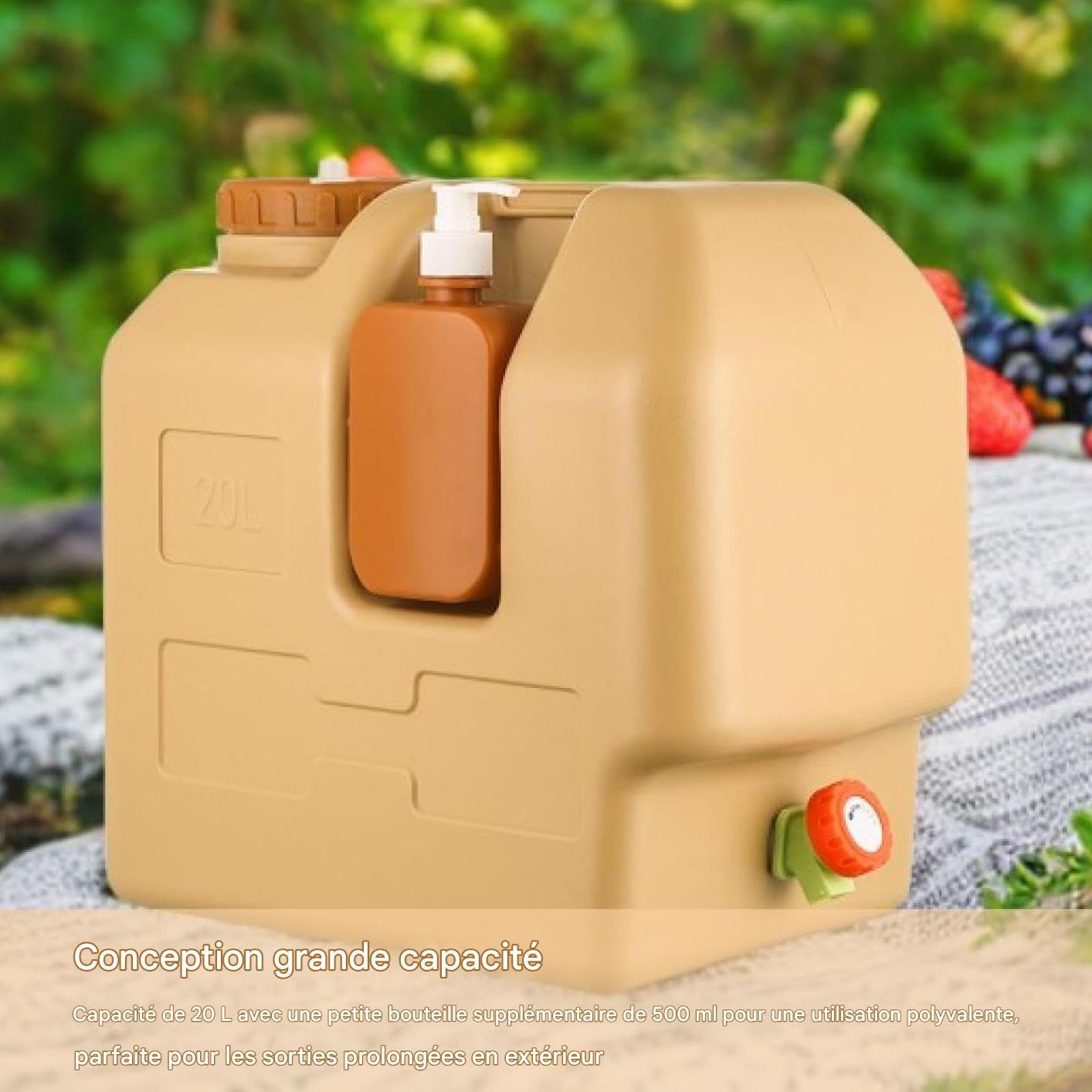 Générique Serbatoio d'acqua per il campeggio,con Bottiglia di sapone a mano,Contenitori d'acqua portatili impermeabili - per Outdoor Pesca Picnic Viaggi Sopravvivenza Escursionismo Road Trip Caccia