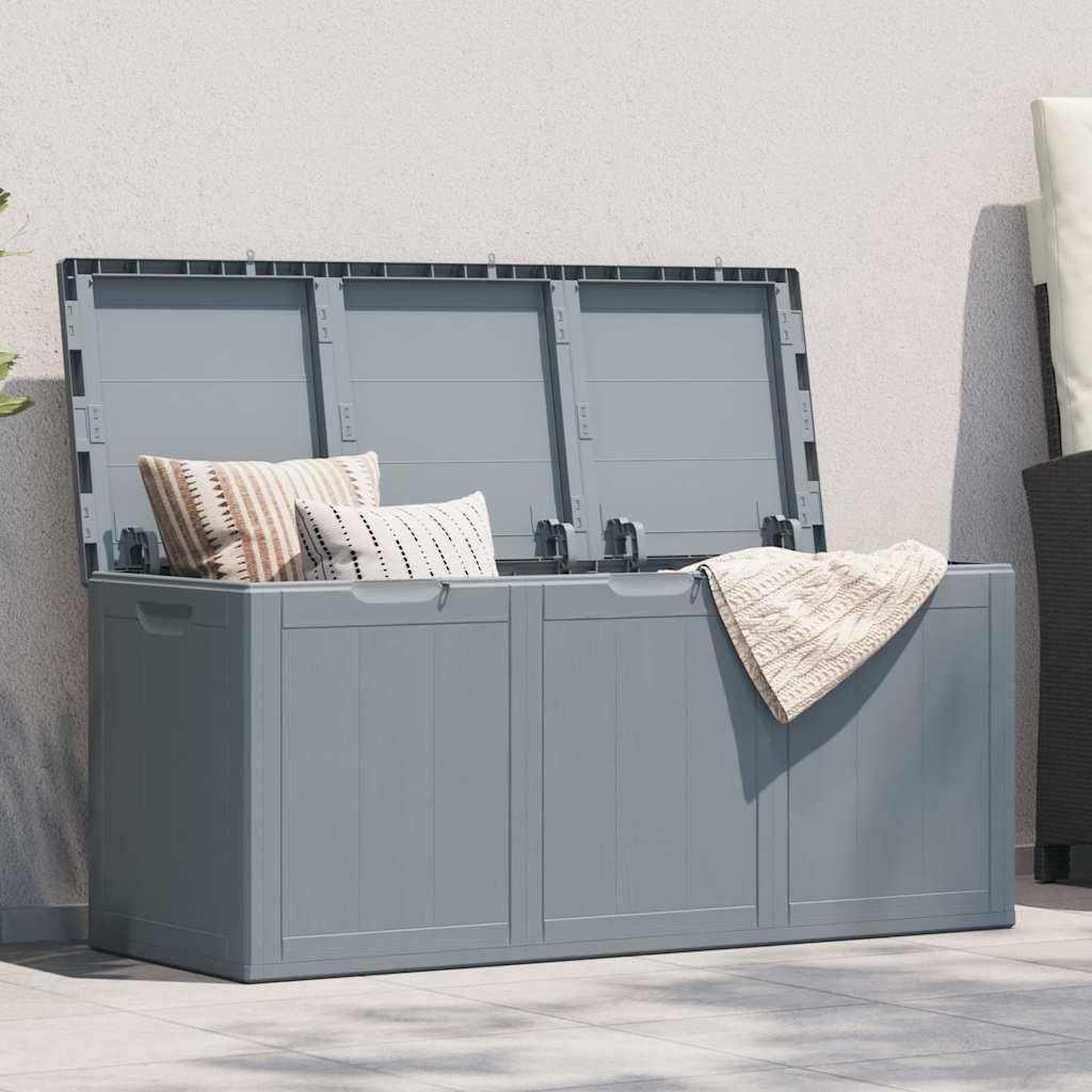 Scatola portaoggetti da giardino, 270 l, in polipropilene, effetto legno, resistente alle intemperie, ai raggi UV, per esterni, per cuscini, imbottiture e accessori da giardino, terrazza