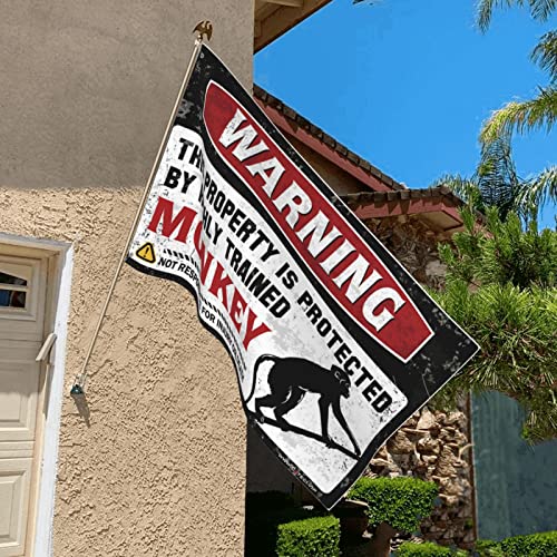 Drapeau de maison d'hiver avec singe déco chambre ado rétro