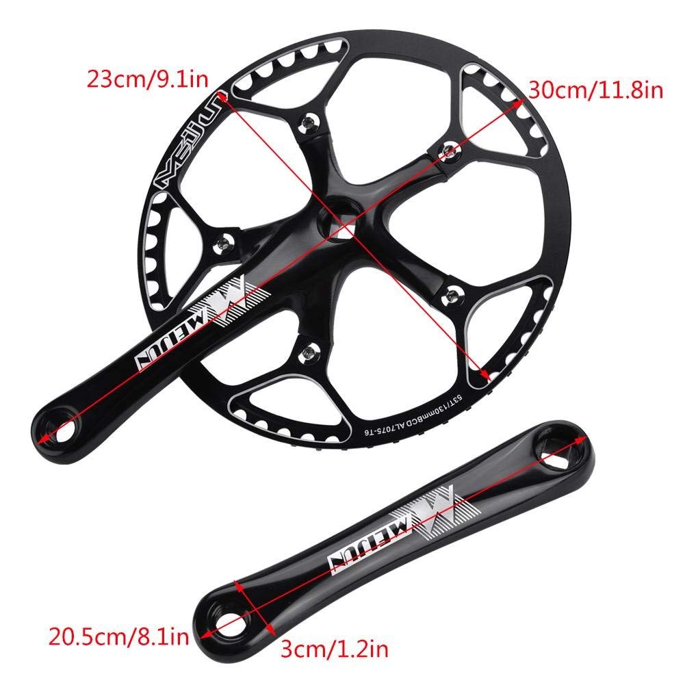 Alomejor Fahrrad Kurbel Set Fahrrad Kurbelgarnitur Aluminiumlegierung Kurbel Set Integral Single Speed ??Kurbel Set f¨¹r Outdoor Mountainbike Radfahren(Schwatz)
