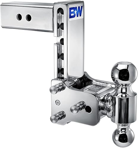 B&W Trailer Hitches Soporte de bola de enganche de remolque ajustable cromado para remolque – Se adapta a receptor de 2.5 pulgadas, bola doble (2