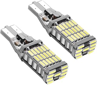 RAYHOO 1000 lumens Extremely Bright 921 912 LED Backup Light Bulbs Canbus Error Free T15 906 W16W socket 45pcs AK-4014 Chipsets, Only For Backup Reverse Lights, Xenon White 6000K, 2pcs