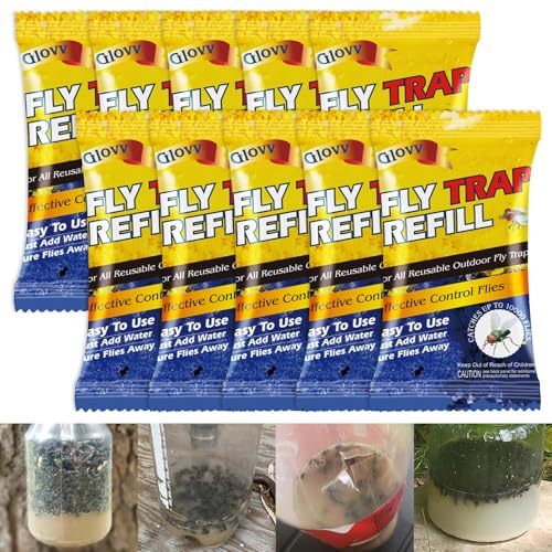 10 Pack Fly Trap Bait Refills 10x30g Magnet Biting Attractant for Ranch Fly Traps Outdoor Reusable Flies Bait Refills Packets Outside