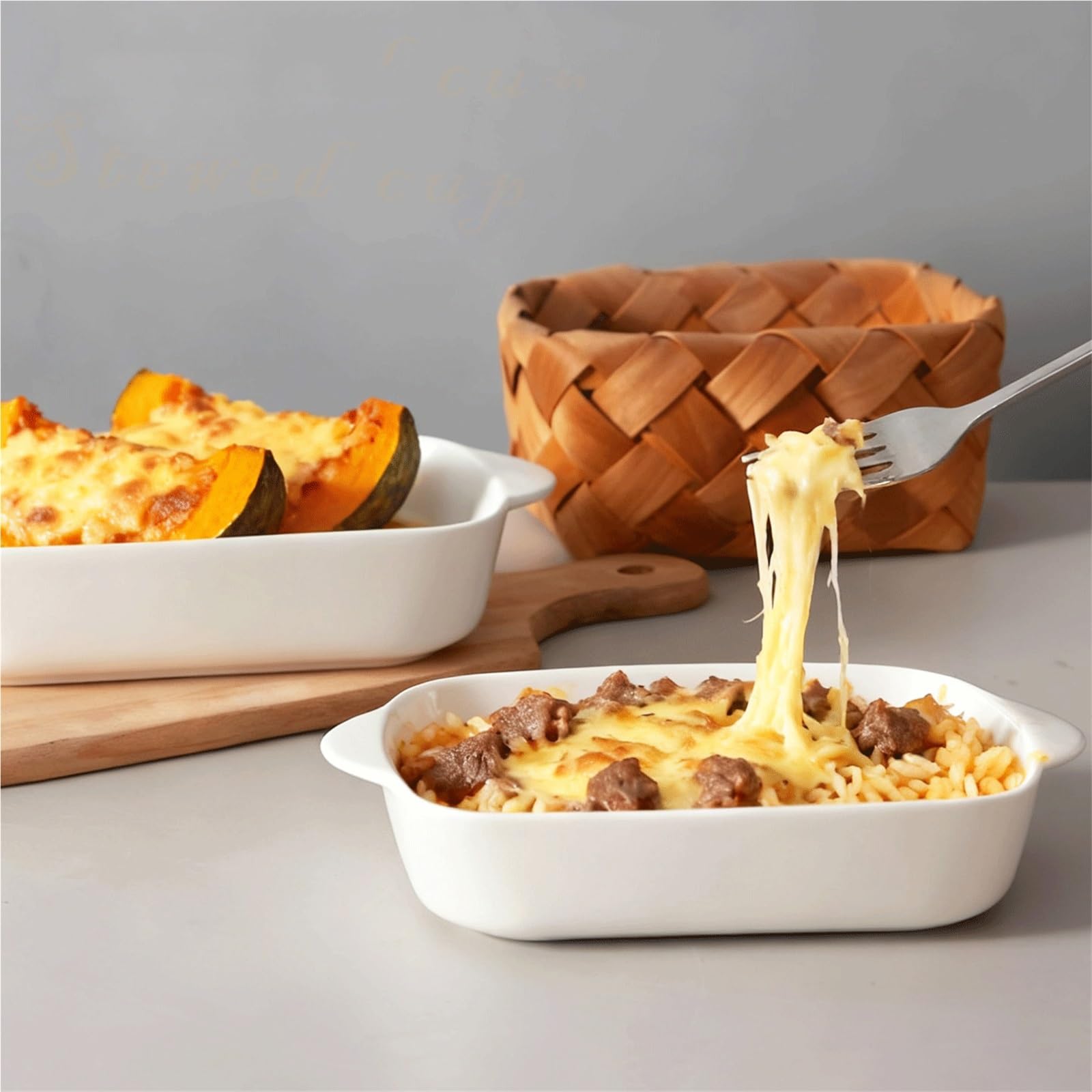 Teglia da forno in Bone China for preparare riso al con formaggio Pasta(M)