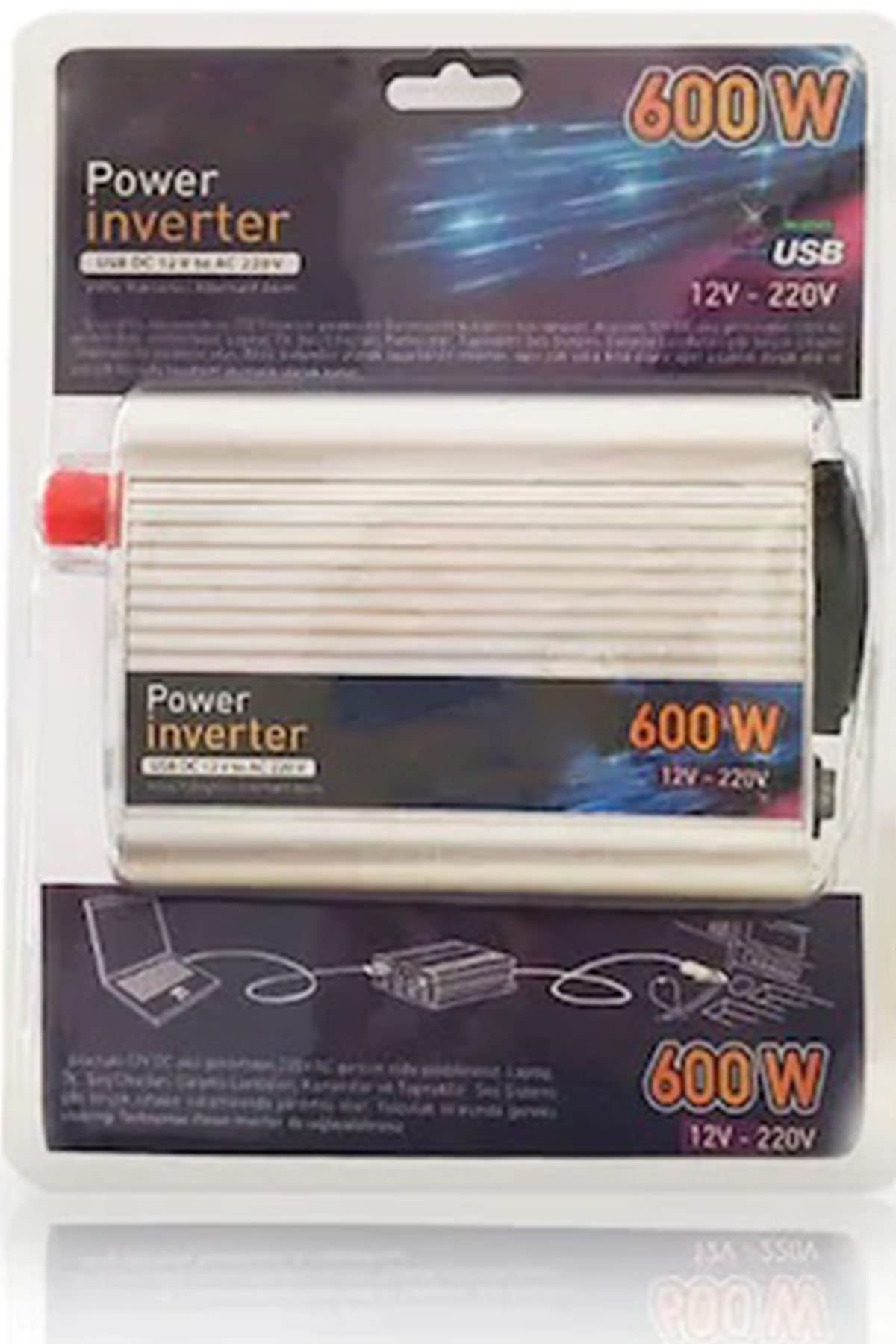 Mobee Teknomax 600W inverter Dönüştürücü Araç İçi Fiş Dönüştürücü 1410