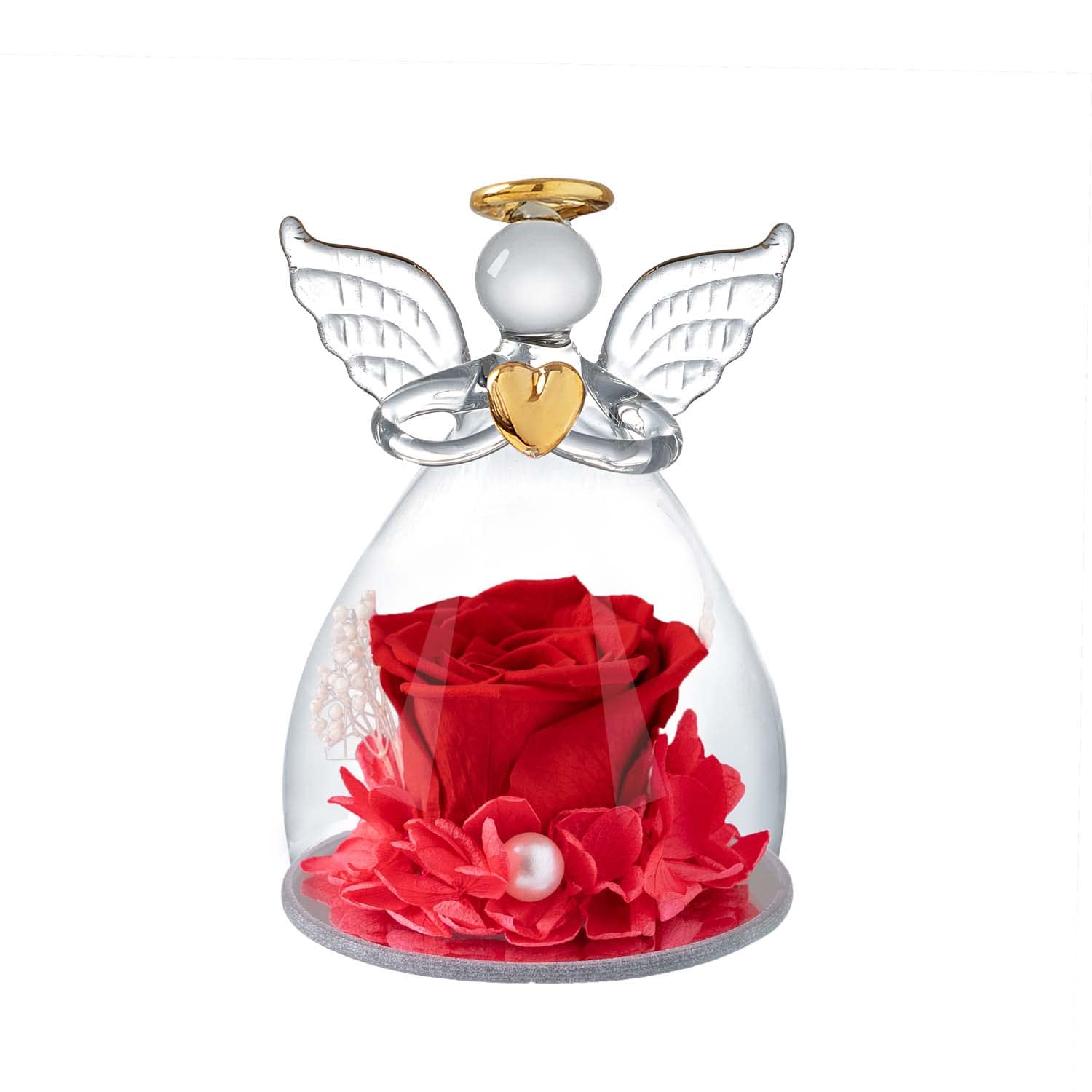 Ruiuzioong Preserved Flowers Mothers Day Birthday Gifts for Mum Grandma Women, Angel Figurines with Real Purple Rose Thank You Gift, Wedding Anniversary Decor Gifts (Red)