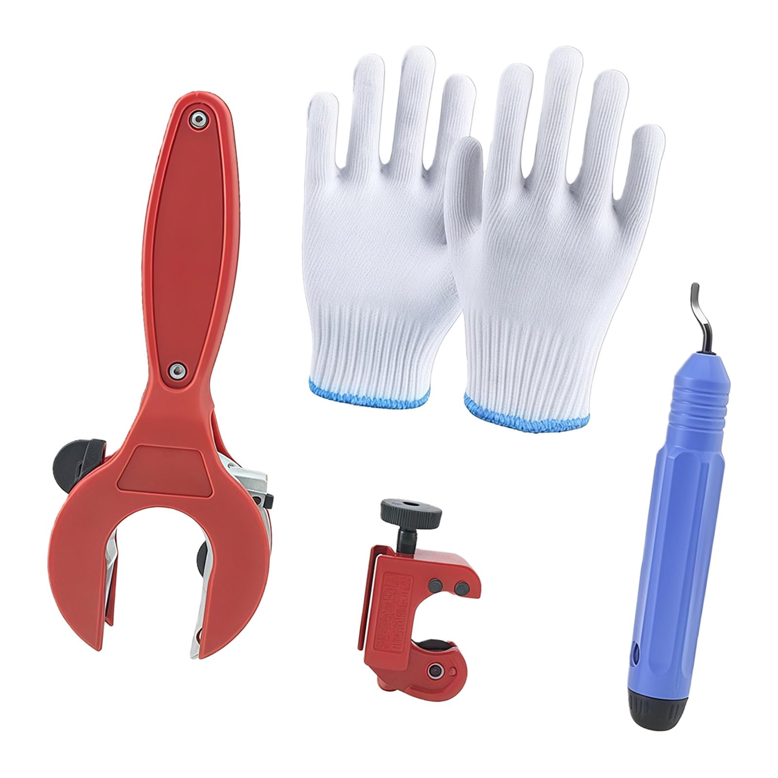 Limtula Red Precisions Copper Pipe Ratchets Cutter For Thin Wall Tubes Includes Deburring Tool And Gloves (5/16" To 1-1/8 ") Ratchets Cutter Ratchetsing Tubing Tube