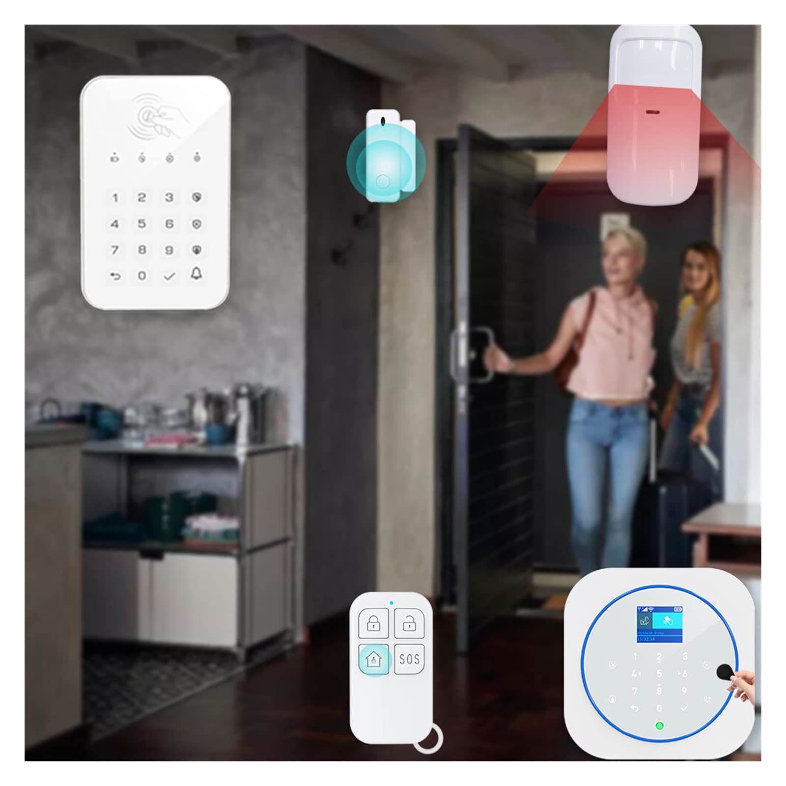 Zonan G12 Sistema de Alarma de Seguridad Tuya WiFi Toque Tocino INALLADO gsm RFID Control de la aplicación de Tarjeta Remolina Alarma de Fuego Kits de Inicio Inteligente(C)