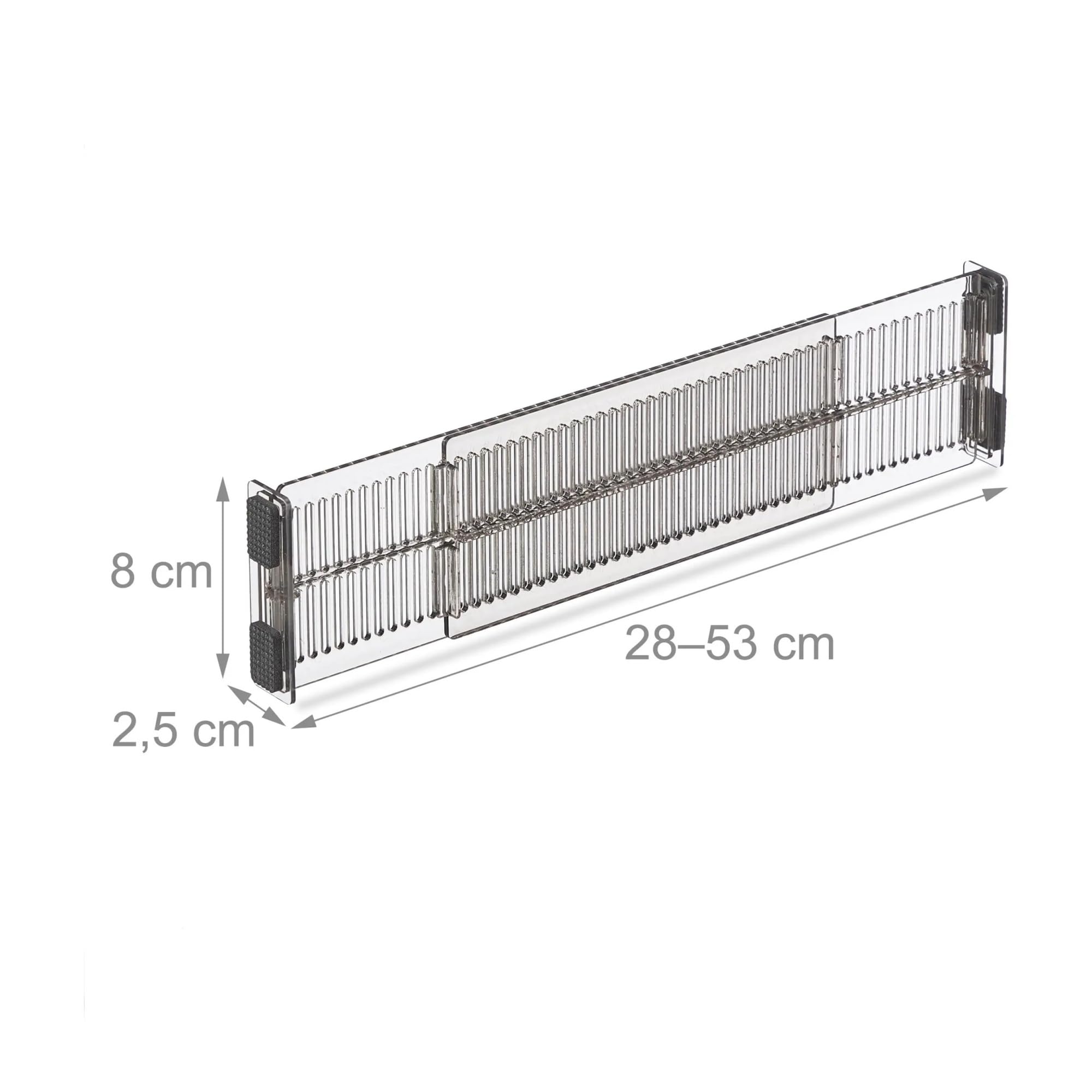 Schubladenteiler, verstellbare Länge von 28 bis 53,5 cm, Küchenaufbewahrung, Organizer, Kunststoff, transparent,(8 Set)