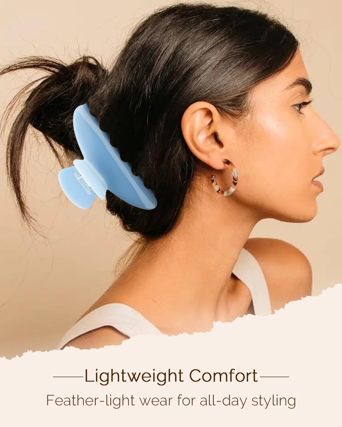 MAORULU Cute Claw Clip for Women – 4'' Large Acetate Hair Clips for Thick Thin Curly Long Hair, Durable Hair Clamps Non-slip Jaw Clip, Strong Hold, Stylish French Design (Baby Blue) - Image 4