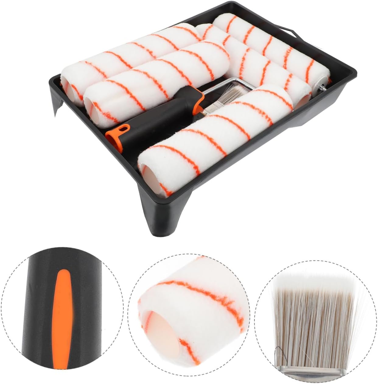 8-Piece Paint Roller Brush Set High Density Paint Rollers Tray for Wall Painting Cabinets and Furniture Professional Painting Tools
