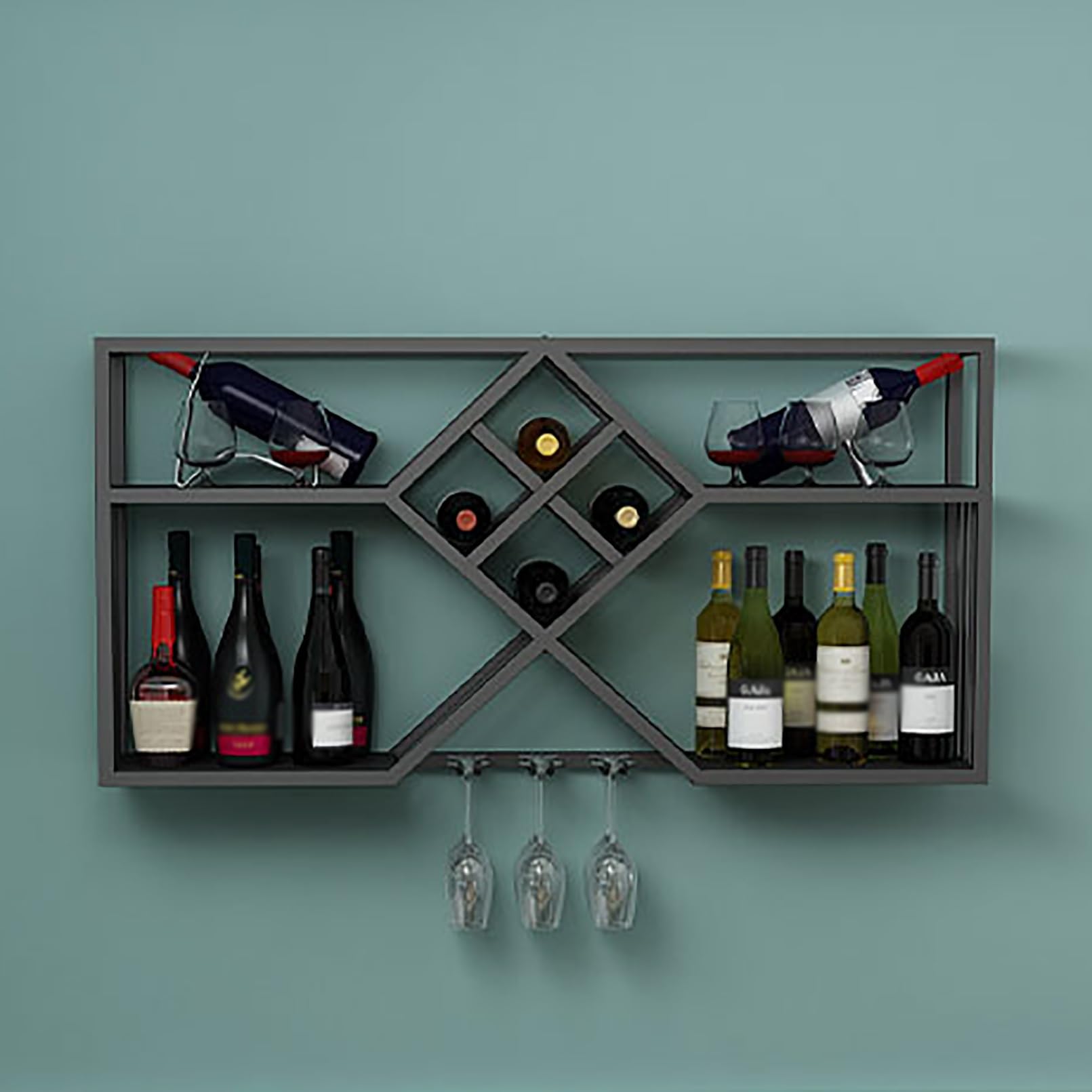 Présentoir à vin mural avec support à verre pour décoration de salon
