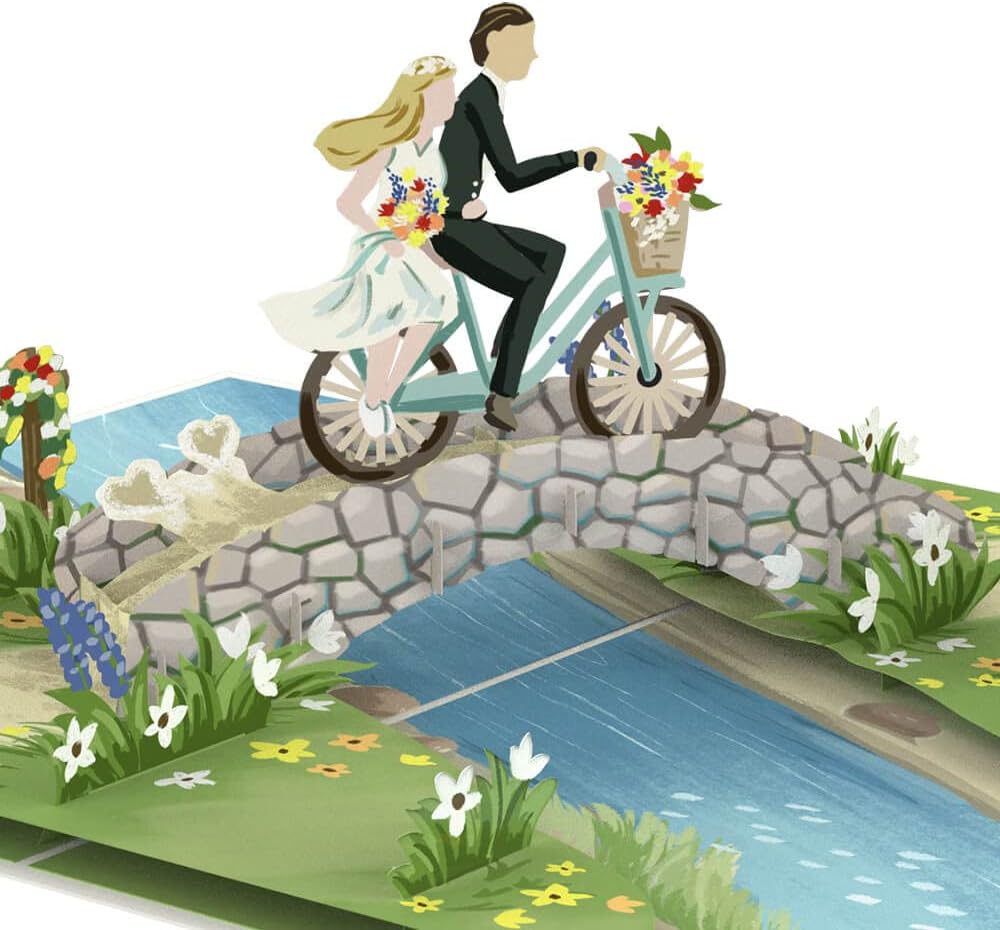 LUMITERRA Carte Pop-up Voiture De Mariage Just Married En 3D - élégante Carte De Vœux De Félicitations Pour L'union, Cadeau D'argent Pour Le Voyage De Noces Et La Lune De Miel Du