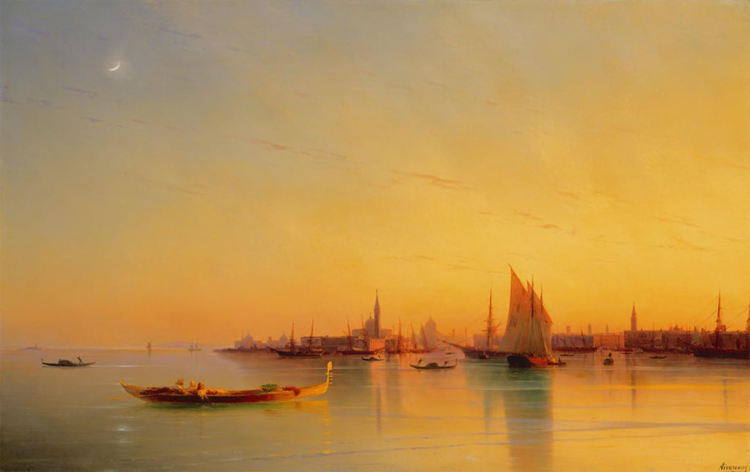 RZHRHJES Retro Picture Portrait Oil Painting Modern Wall Artwork Famous Painting by Ivan Konstantinovich Aivazovsky Canvas Poster for Office Decor 60x90cm