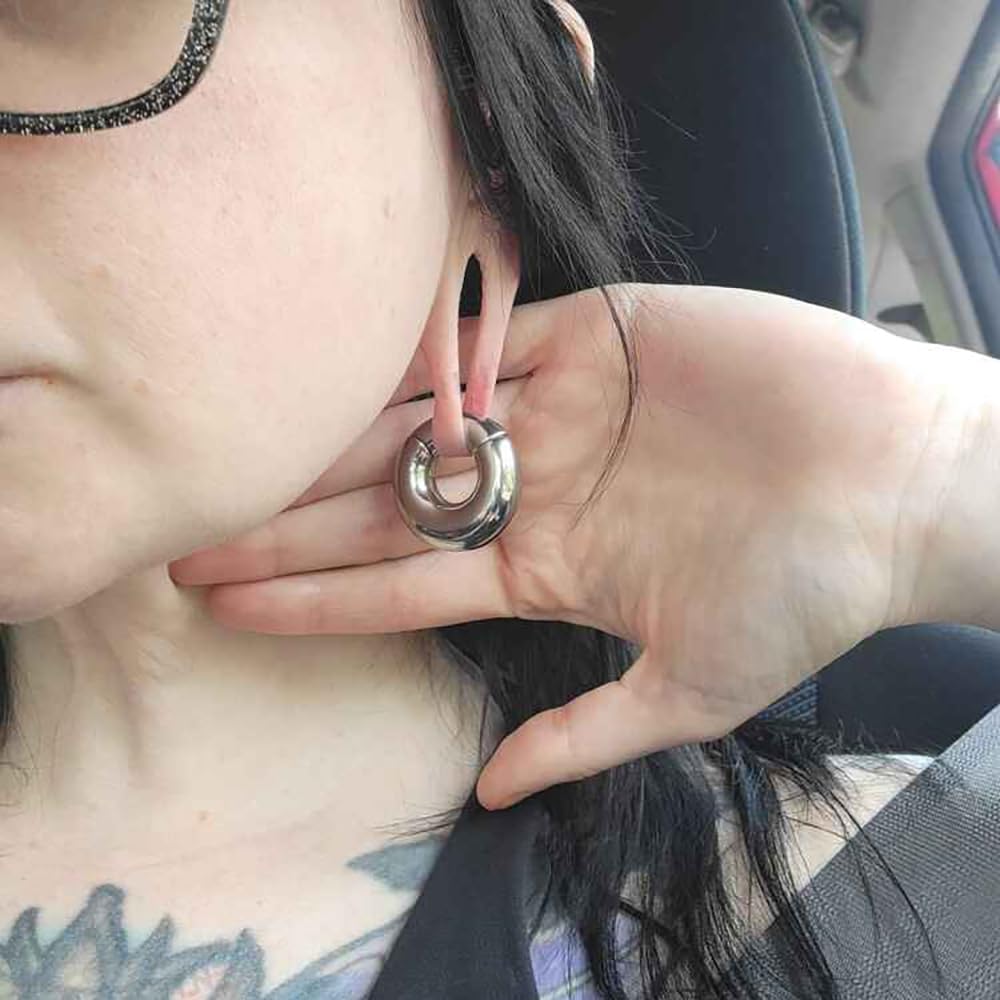 Vankula Pesi per lobi Peso Lobo Orecchie ear dilatatori weights in Acciaio inossidabile Cerchio pesante piercing espansori Gioielli Uomo Donna 6mm 8mm Nero Argento Oro
