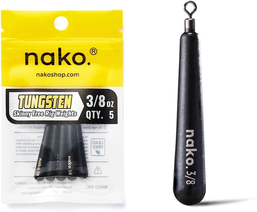 nako. 10 Pack 97% Density Tungsten Drop Shot Weights Free Rig Weights | Round Eye Bass Fishing Sinkers for Drop Shot Rig Free Rig