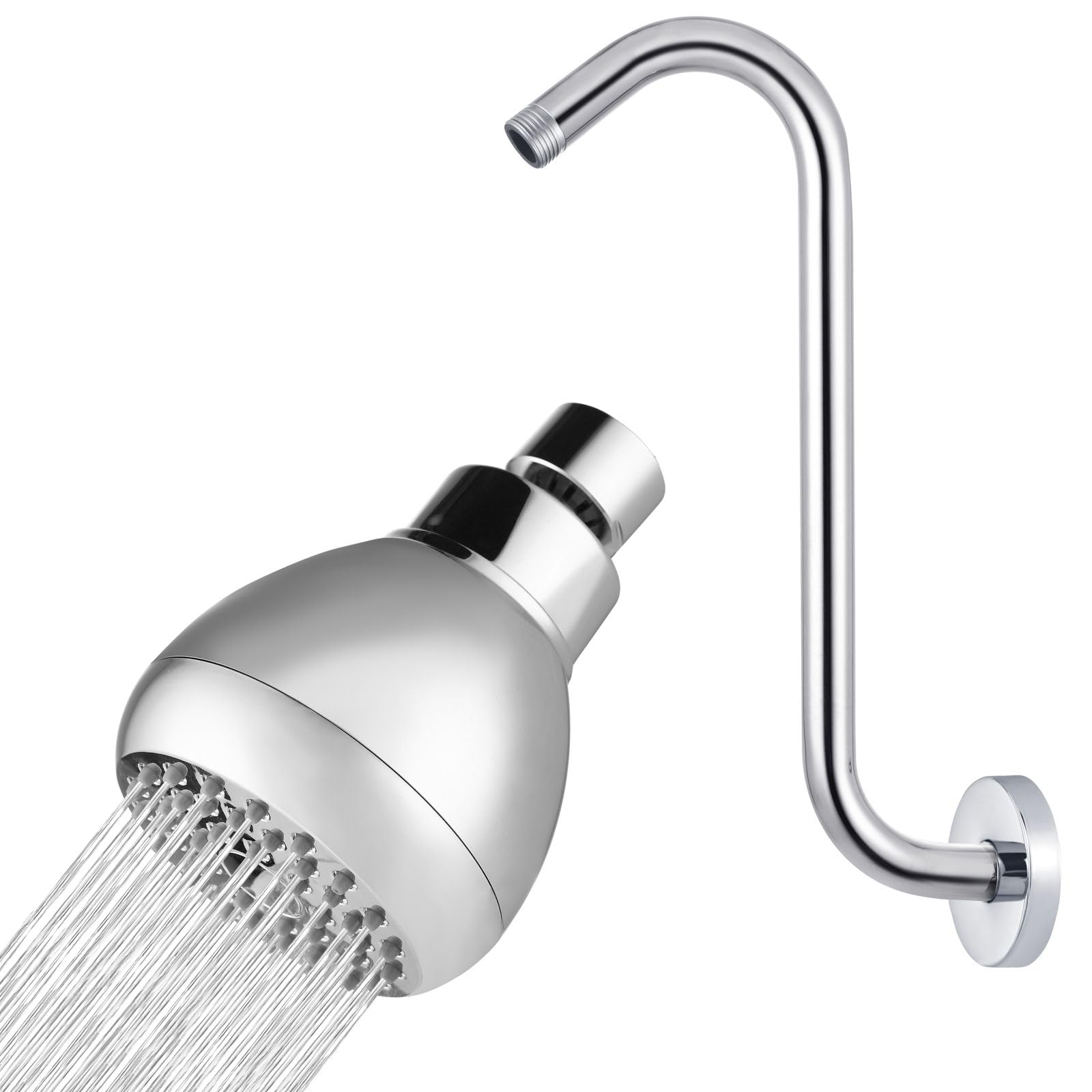 Nuodan Cabezal De Ducha De Alta Presión De 3 Pulgadas Con Brazo De 6 Pulgadas, Potente Cabezal De Ducha Para Aumentar La Presión Del Baño (níquel Cepillado