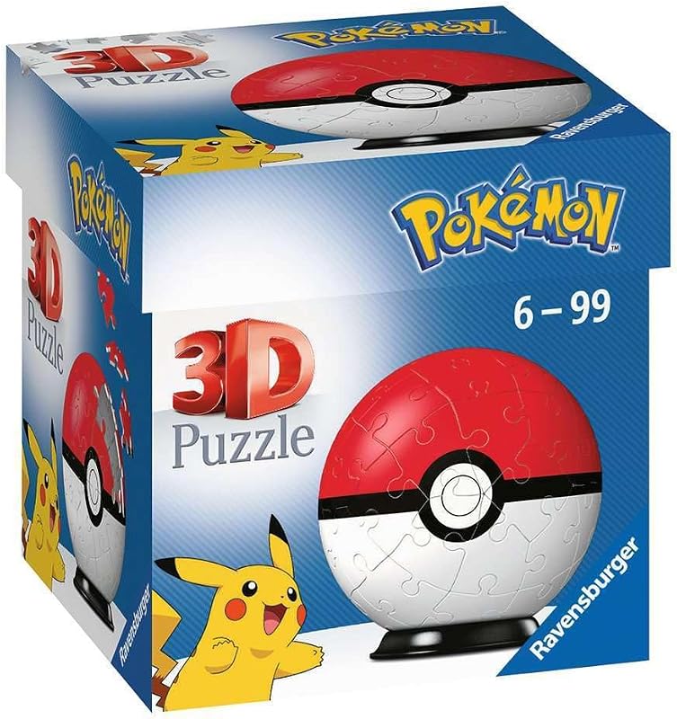 Ravensburger Pokemon Pokeball - Bola de rompecabezas 3D para niños a partir de 6 años - 54 piezas - No requiere pegamento