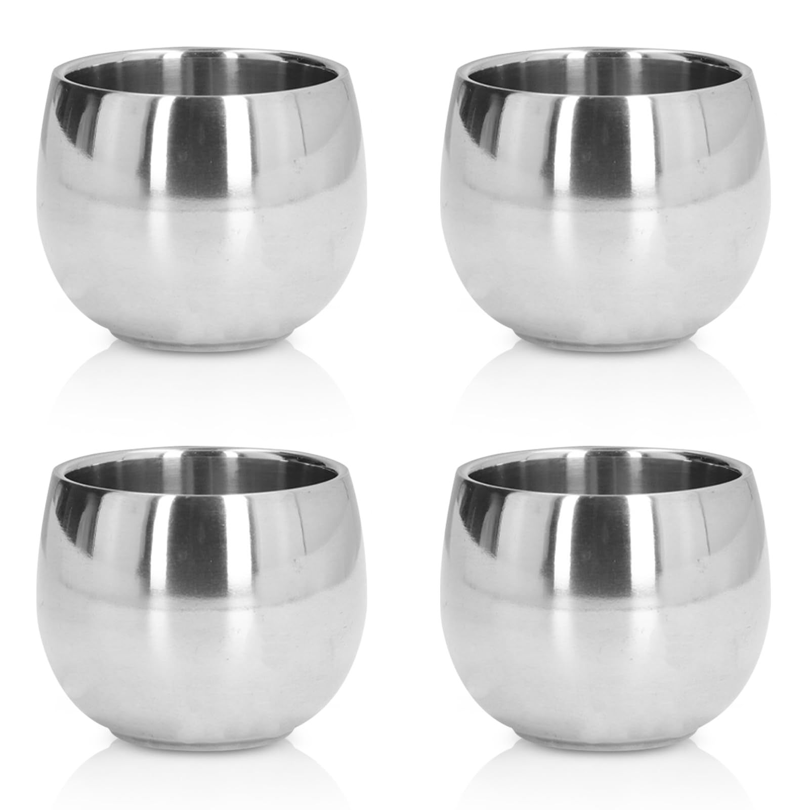 Tasses à café isolées au design moderne en acier inoxydable brossé Cyrank