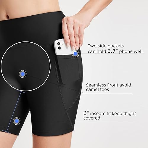 Miniatura 6 de baleaf Pantalones cortos de natación de cintura alta de 3"5"6"8" pulgadas para mujer con control abdominal, parte inferior de trajes de baño,