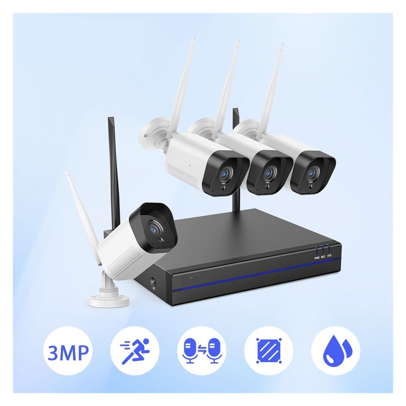 System Monitoringu Wideo WiFi Z 5-megapikselowym Rejestratorem NVR, Kamerami IP 3-megapikselowymi, Nagrywaniem Dźwięku, Bezpieczeństwa Detekcją AI, Zestawem Kamer CCTV(None,8PCS Cameras)
