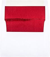 Vista 1 de JAM PAPER Sobres de invitación de papel aluminio A2 - 4 3/8 x 5 3/4 - Blanco con rojo - 50