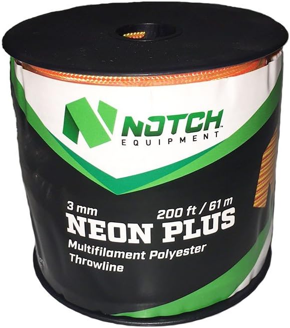 Notch Neon Plus 3mm - 200 ft. Polypropylene Throwline, Resists Tangling, Bright Orange, Tensile Strength: 350 lbs. (NPT-200)